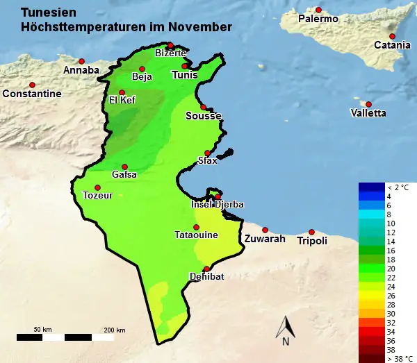 Tunesien Wetter und Klima im November Temperatur und Regen